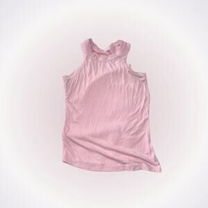 Pink Ribbed High-Neck Tank Top | Sz S